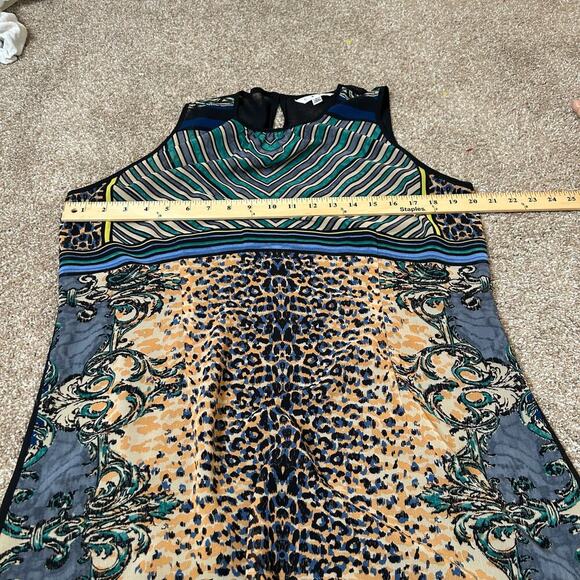 Cabi Buchanan mixed print top blouse tank black lightweight keyhole back SZ LG - Picture 4 of 8